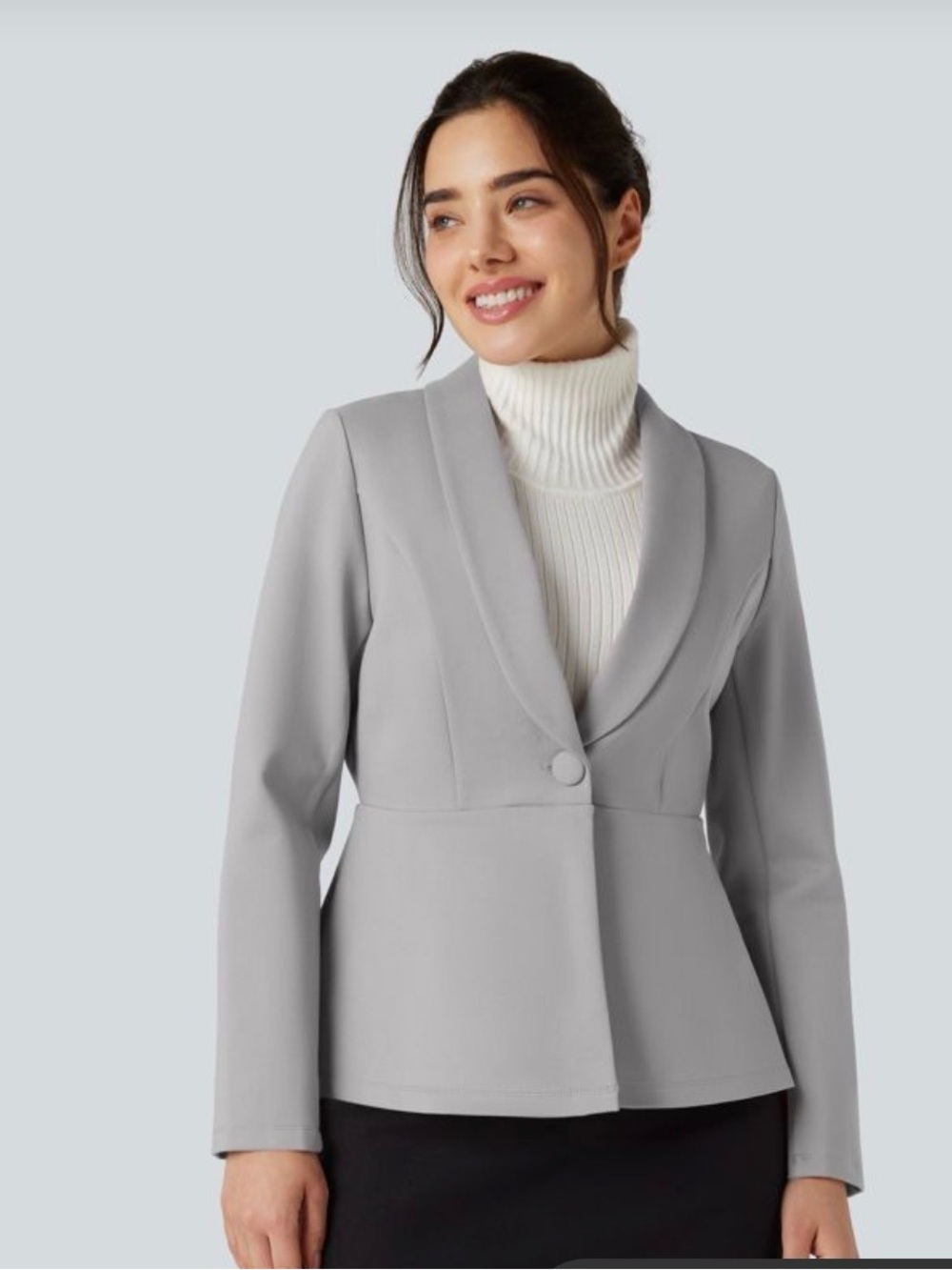 Halara Peplum Blazer Jacket Earthy Gray Estimated Size S Stretch Workwear